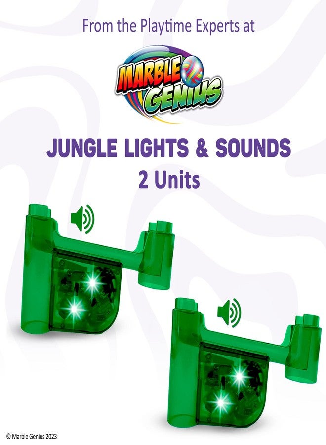 Marble Genius Marble Run Lights & Sounds Accessory Set - 10 Randomized Jungle Sounds and 2 Flashing Lights, Compatible with Any Marble Genius Set, for Ages 3 and Above, Green-Jungle Sound - Image 2